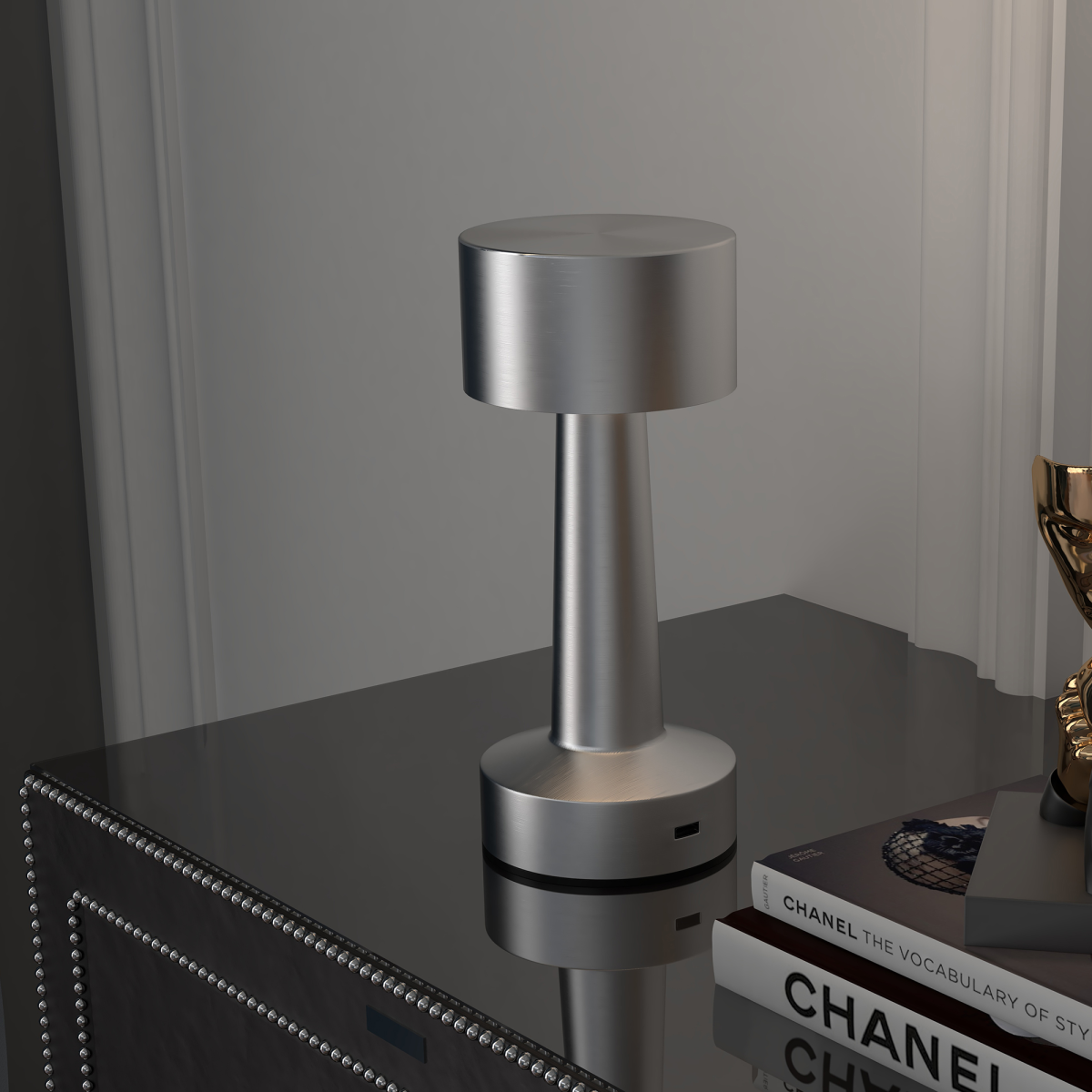 HOMCOM LED Cordless Table Lamp with Battery β Bedroom, Silver