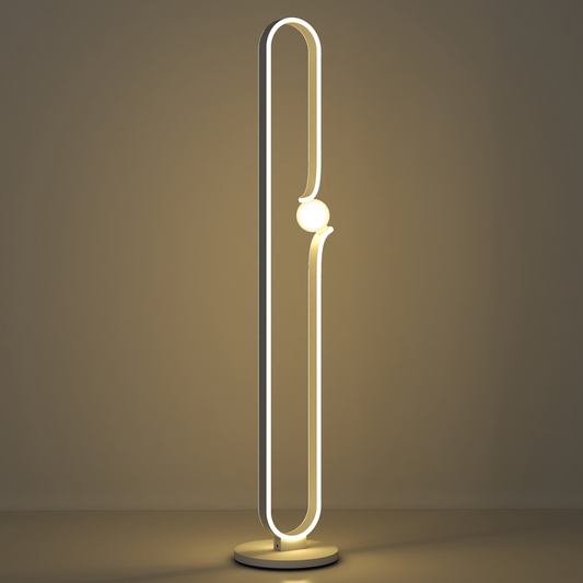 HOMCOM Dimmable LED Floor Lamp with Glass Night Light — Foot Switch, White