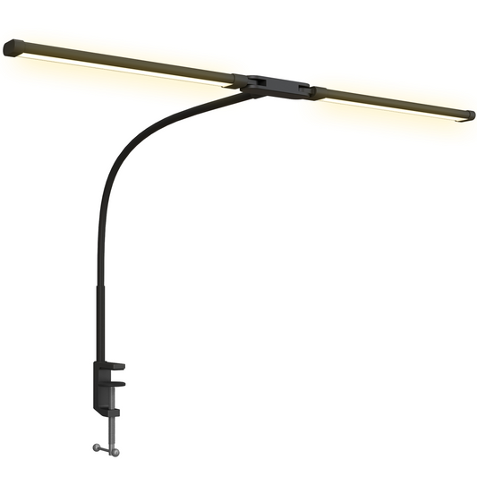 HOMCOM Double Head LED Desk Lamp — 3 Colour Modes, 10 Brightness Levels, Black