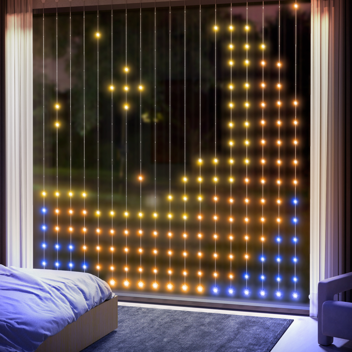 Smart LED Curtain Lights 3x3m — Dynamic DIY Fairy Lights, App & Remote Control