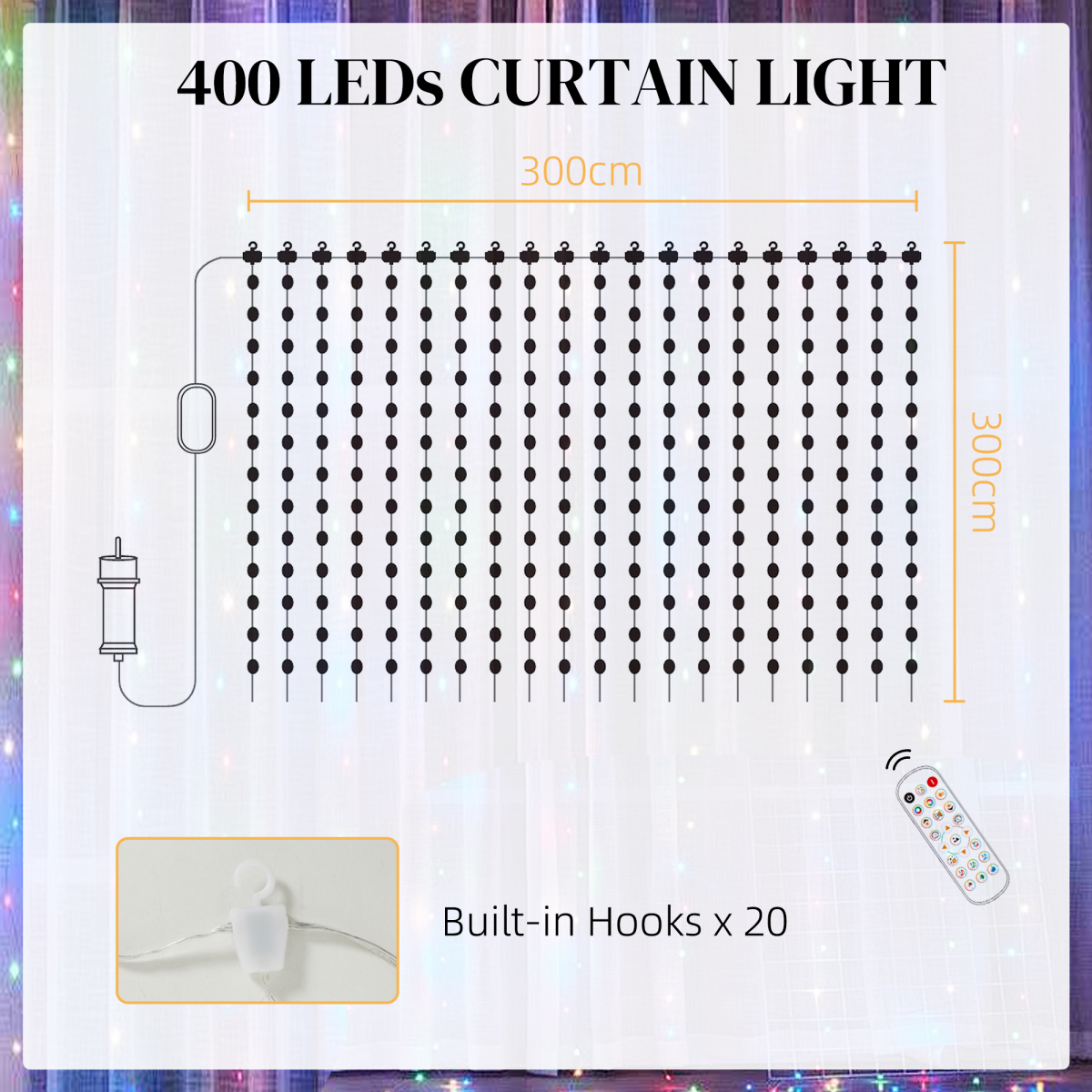 Smart LED Curtain Lights 3x3m — Dynamic DIY Fairy Lights, App & Remote Control
