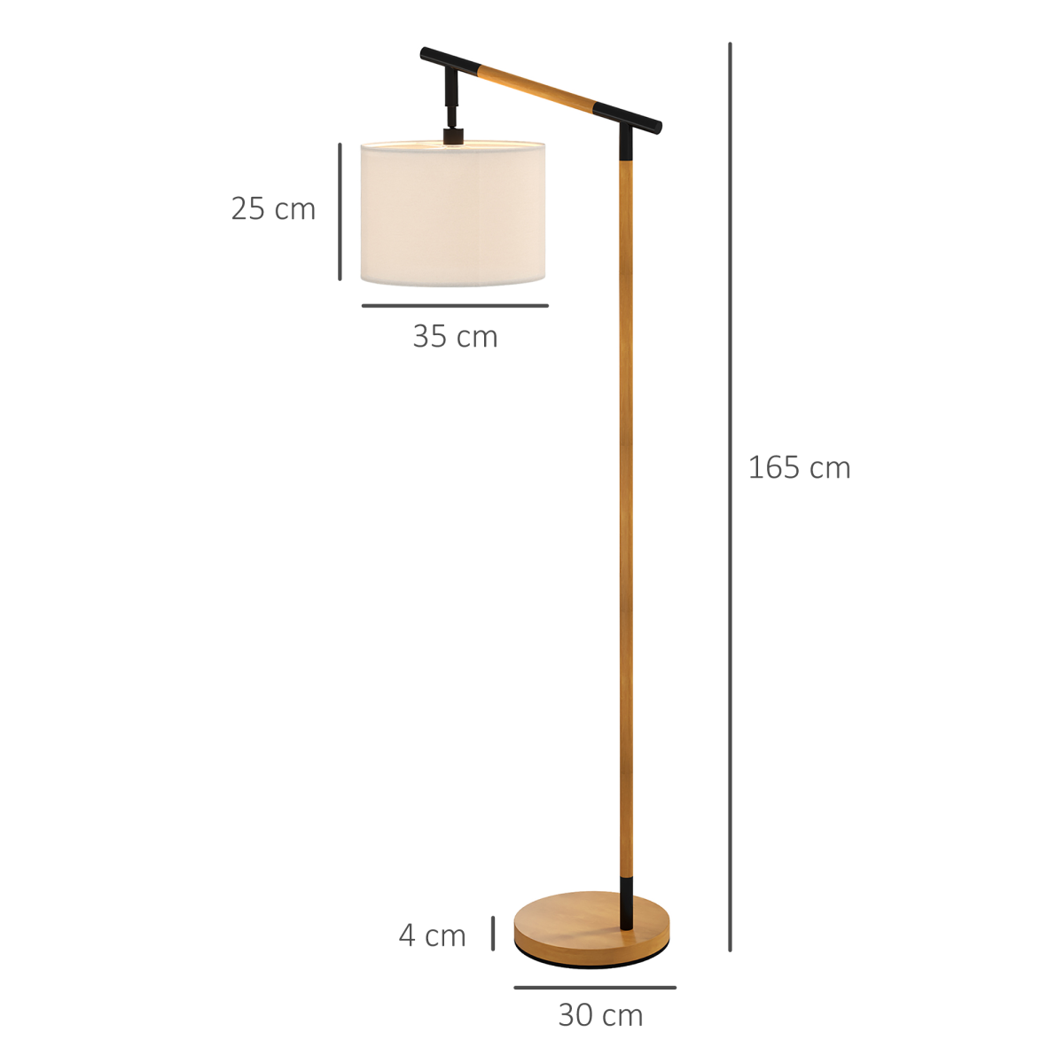 HOMCOM Floor Lamp with 350° Rotating Lampshade — LED Bulb Included, Brown