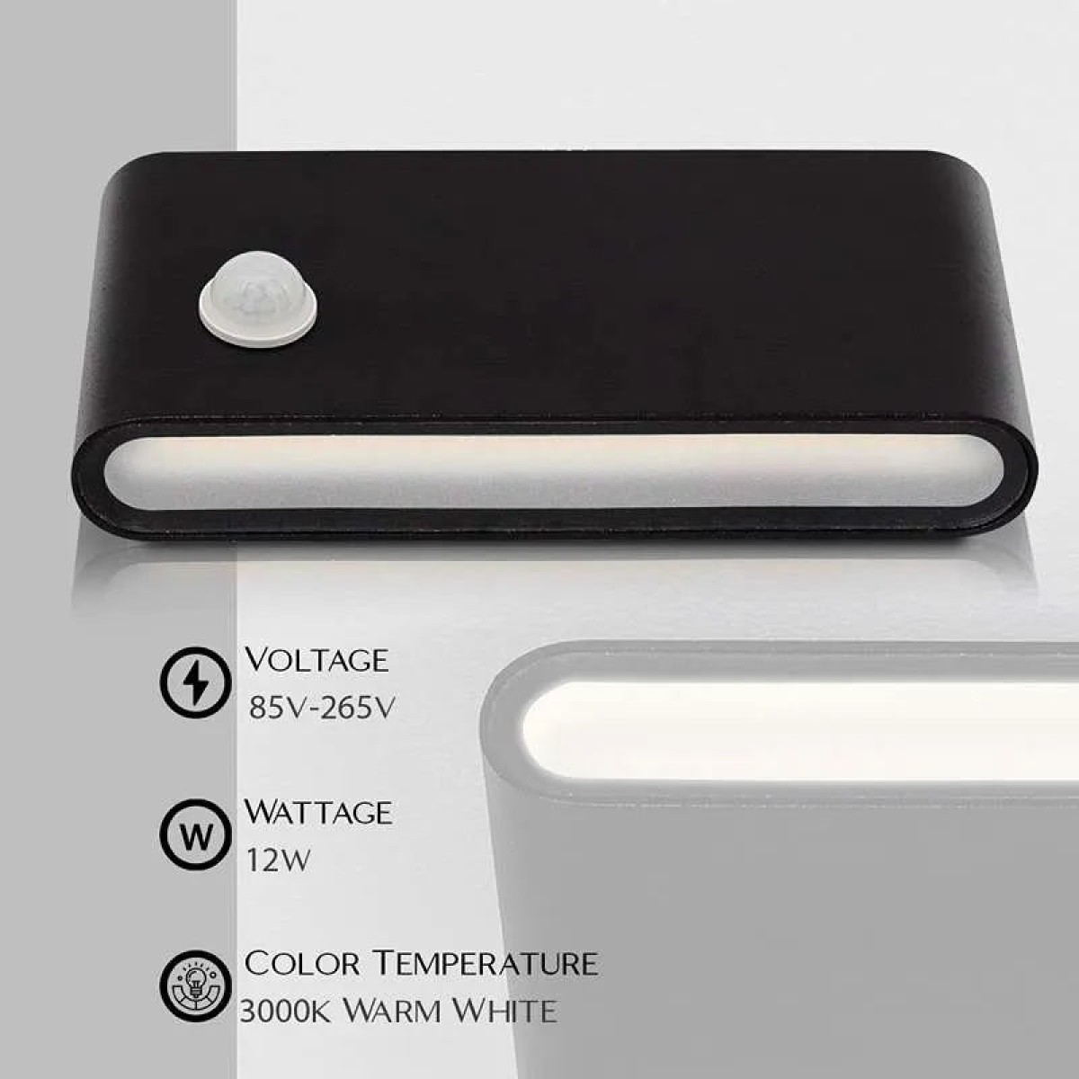 LEDsone 12W LED Motion Sensor Porch Light — IP54 Outdoor Security, Wall Light