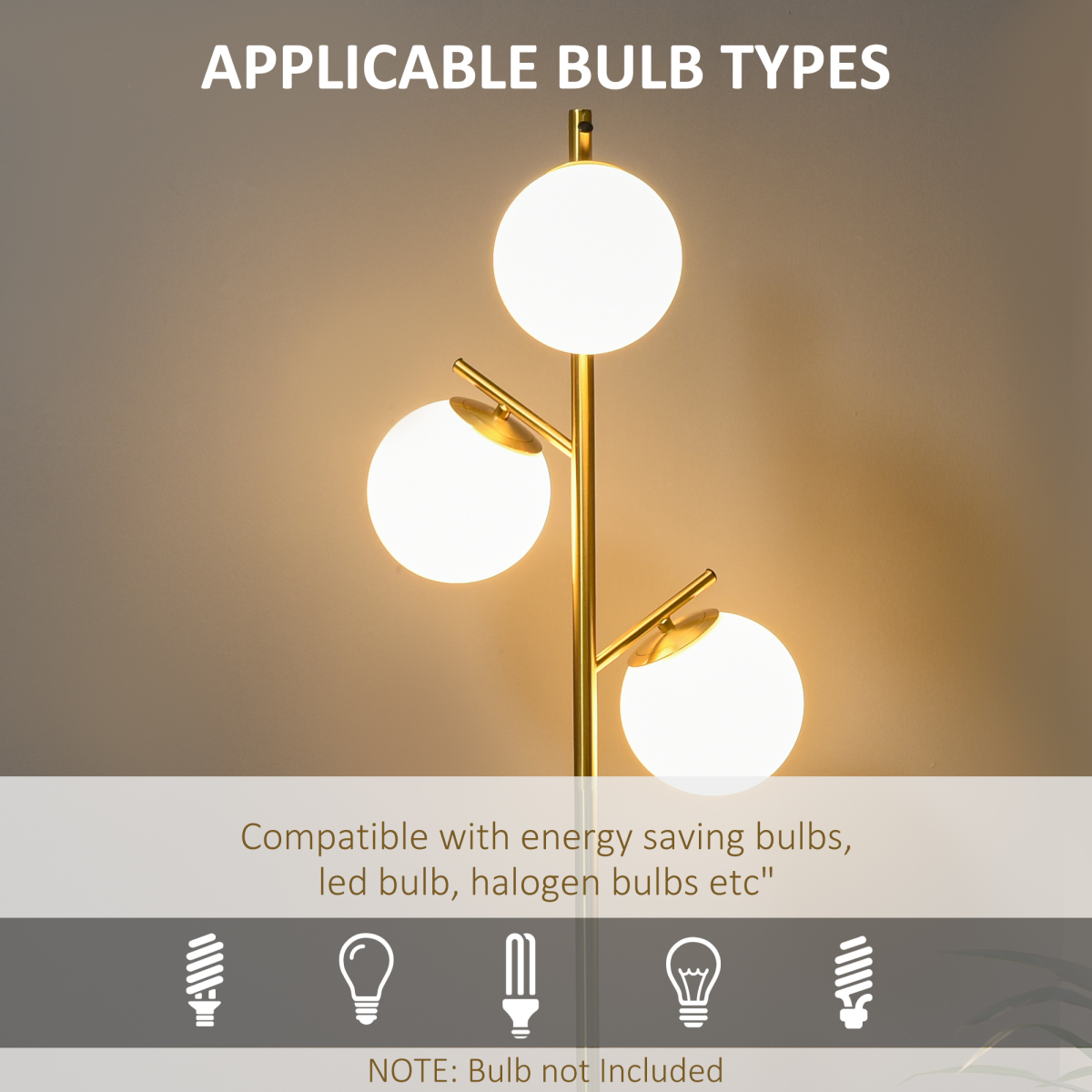 Modern Floor Lamp for Living Room Bedroom — 3 Light Tree Standing Lamp, Gold