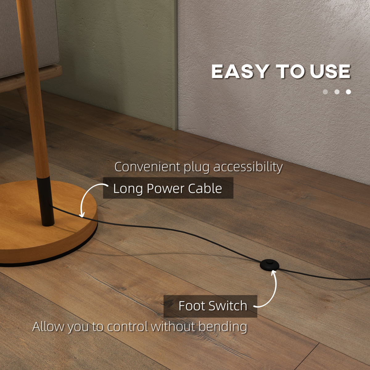 HOMCOM Floor Lamp with 350° Rotating Lampshade — LED Bulb Included, Brown