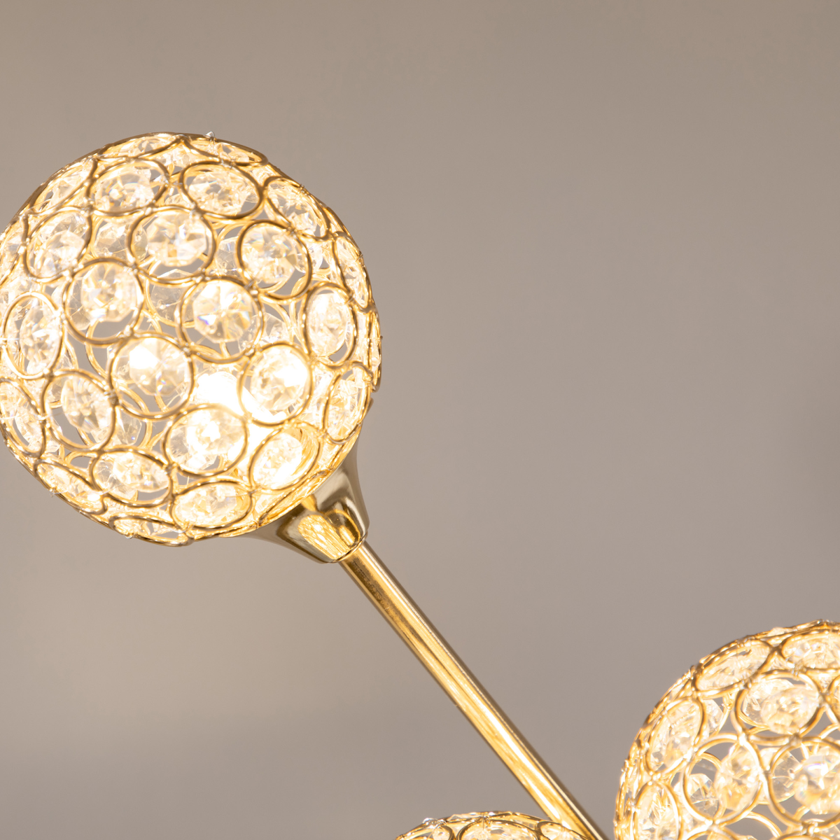 HOMCOM K9 Crystal Floor Lamp — 5 Light Upright Standing Lamp, Gold