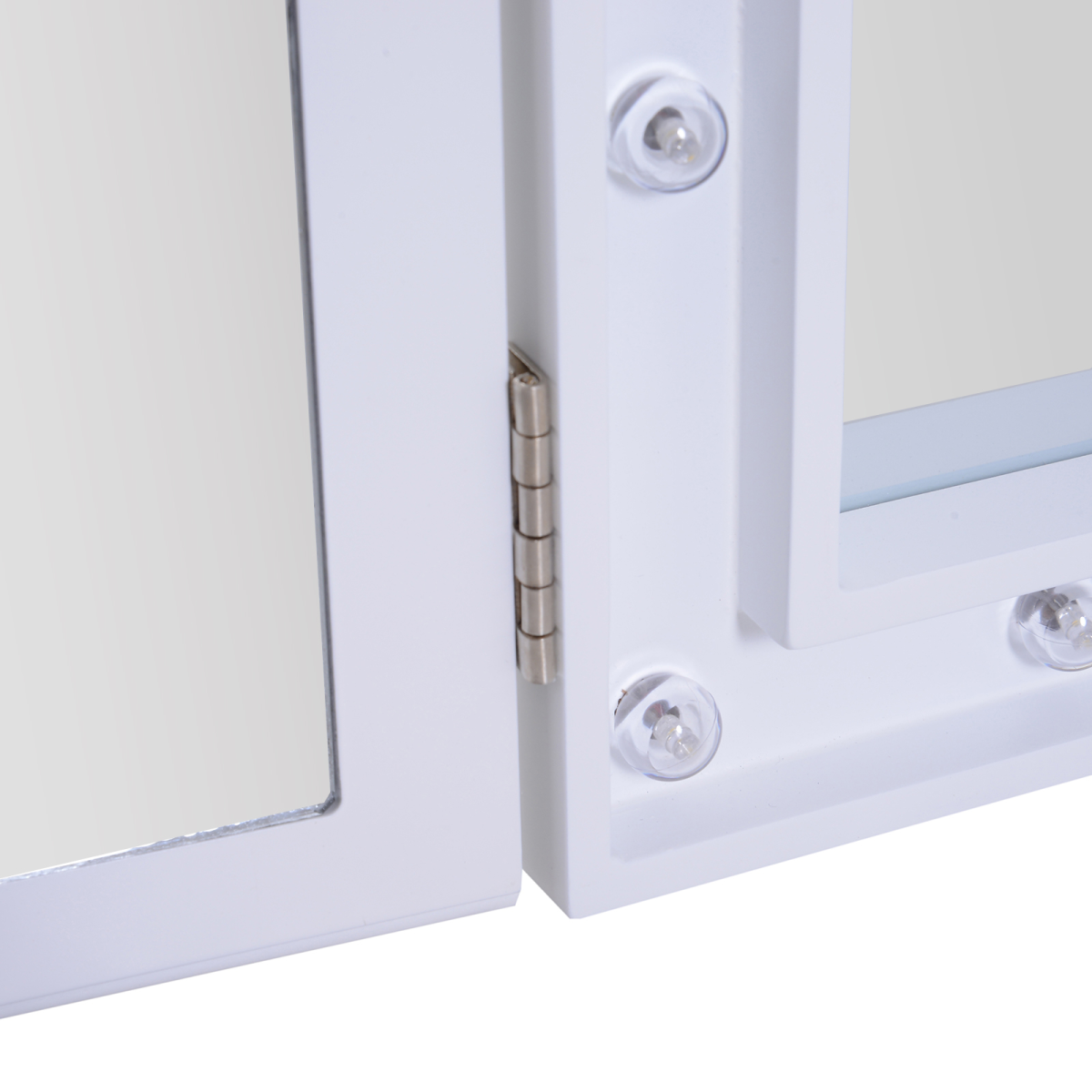 HOMCOM Lighted Tri-Fold Vanity Mirror — Hollywood LED Bulbs, Large Cosmetic Mirror, White
