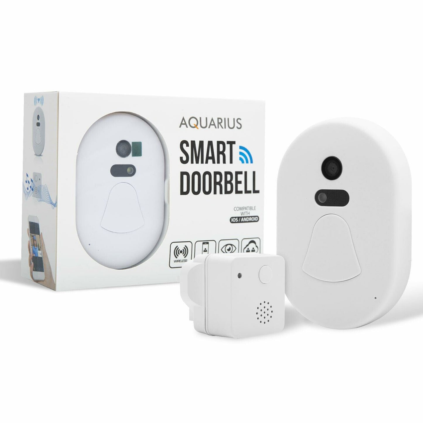 Aquarius WiFi Smart Doorbell — Wireless Camera, Two-Way Audio, iOS & Android