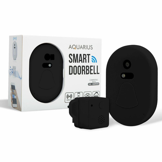 Aquarius WiFi Wireless Smart Camera Doorbell — HD Live View, Motion Alerts, Black