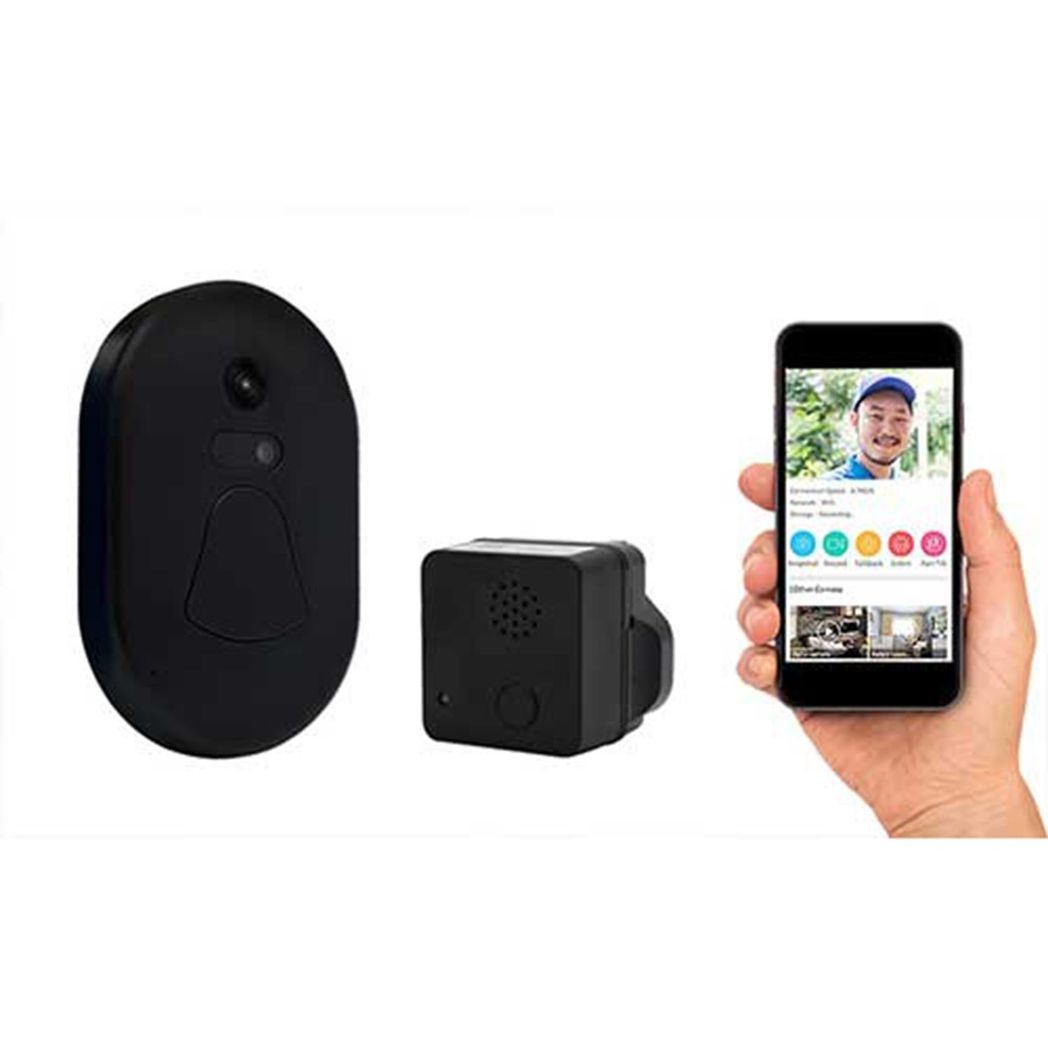 Aquarius WiFi Wireless Smart Camera Doorbell — HD Live View, Motion Alerts, Black