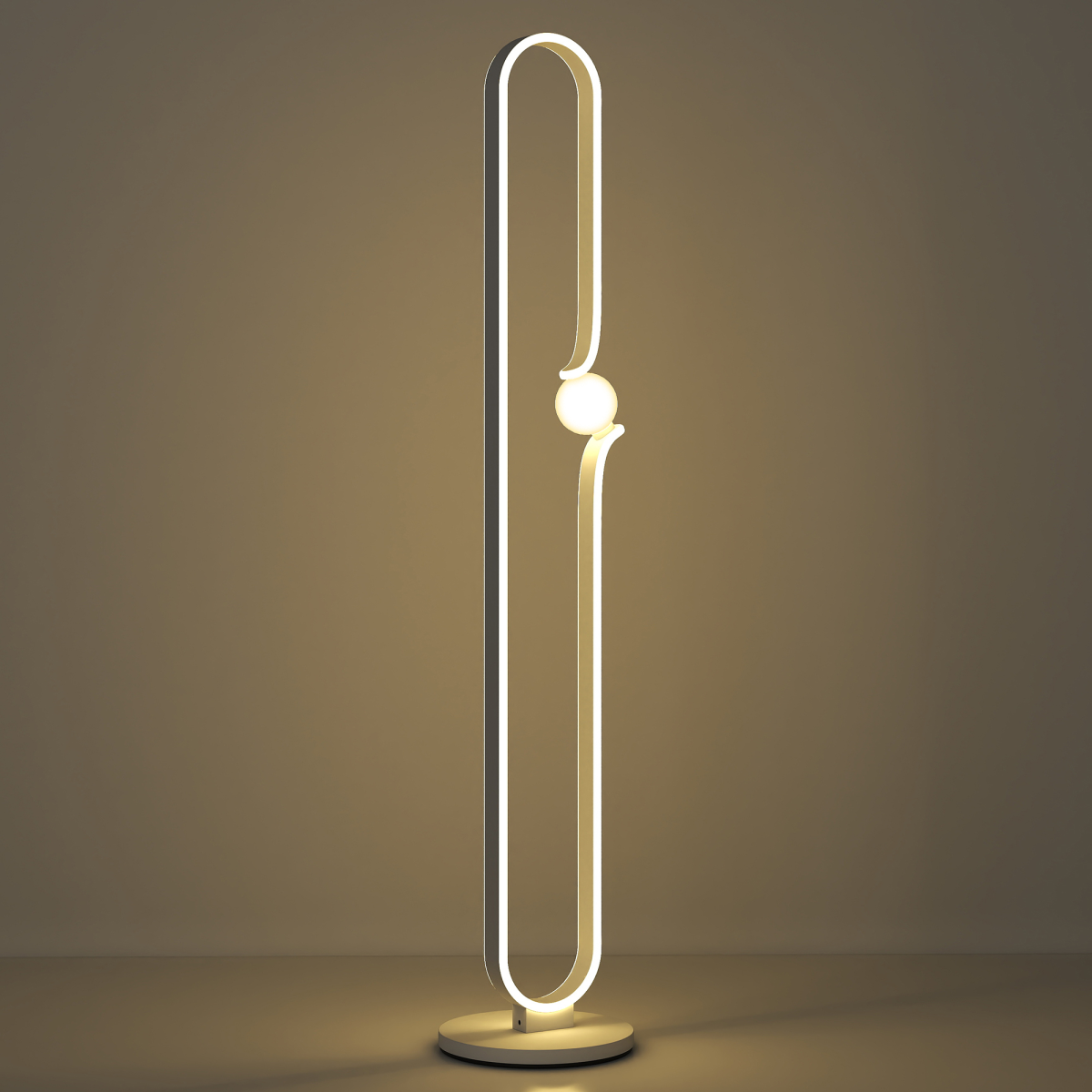 HOMCOM Dimmable LED Floor Lamp with Glass Night Light — Foot Switch, White