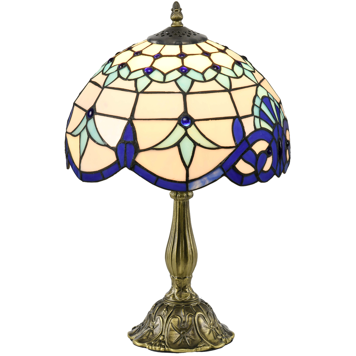 HOMCOM Tiffany-Style Stained Glass Table Lamp — Bedside Lamp, Vintage Design