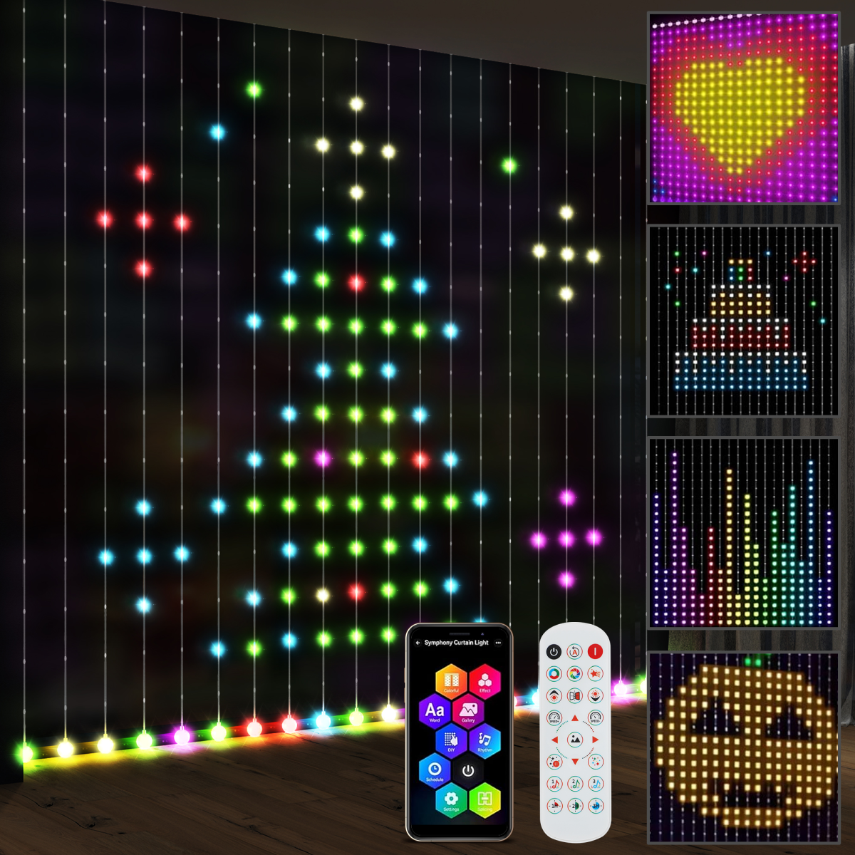 Smart LED Curtain Lights 3x3m — Dynamic DIY Fairy Lights, App & Remote Control