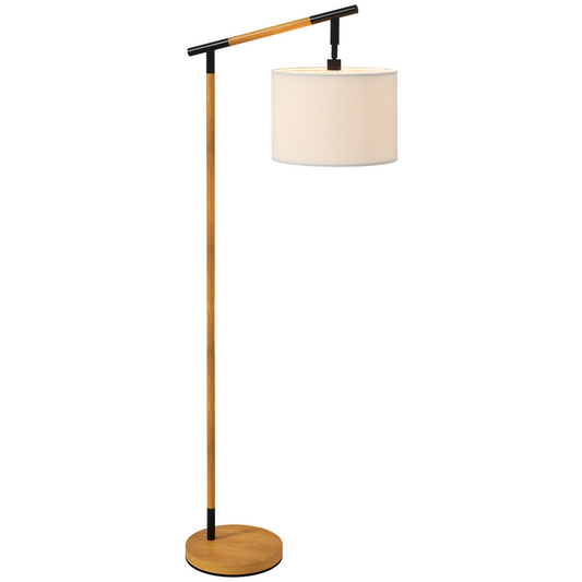 HOMCOM Floor Lamp with 350° Rotating Lampshade — LED Bulb Included, Brown