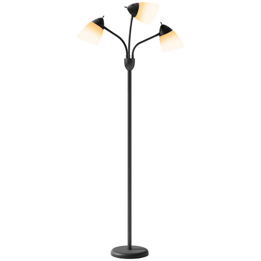 HOMCOM Arc Tree Floor Lamp — 3 Colour Temperatures, 3-Head Design, Black